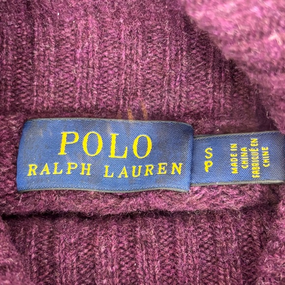 Polo Ralph Lauren Deep Burgundy Cable Knit Turtleneck Sweater Wool Cashmere Sz S - Picture 9 of 12
